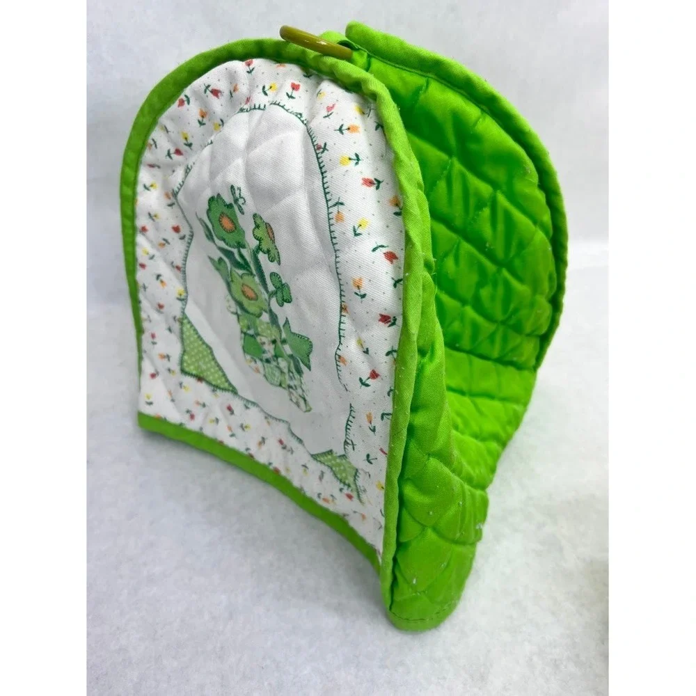 Vintage Alex Quilted Toaster Cover Green Floral Basket Retro Kitchen Cottagecore